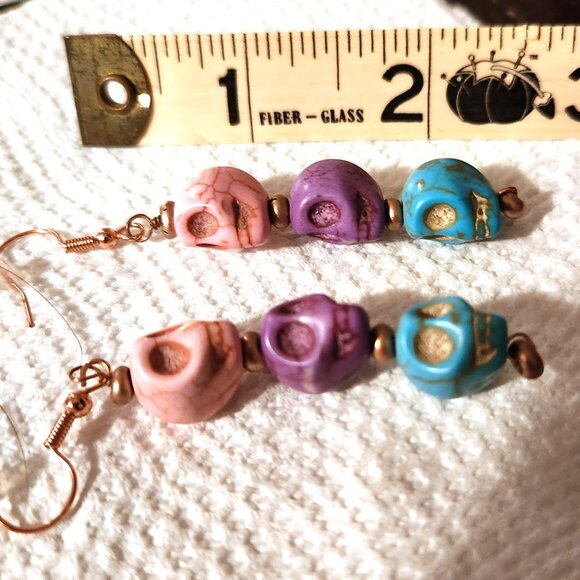 Hand Crafted Skull Earrings and Bracelet Bundle NEW - Picture 3 of 8